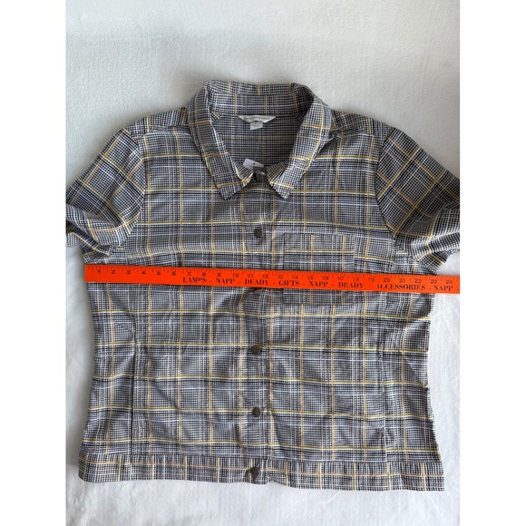 NWT Christopher & Banks Women's XL Black & Yellow Plaid Shacket Jacket Preppy‎ - Picture 11 of 14